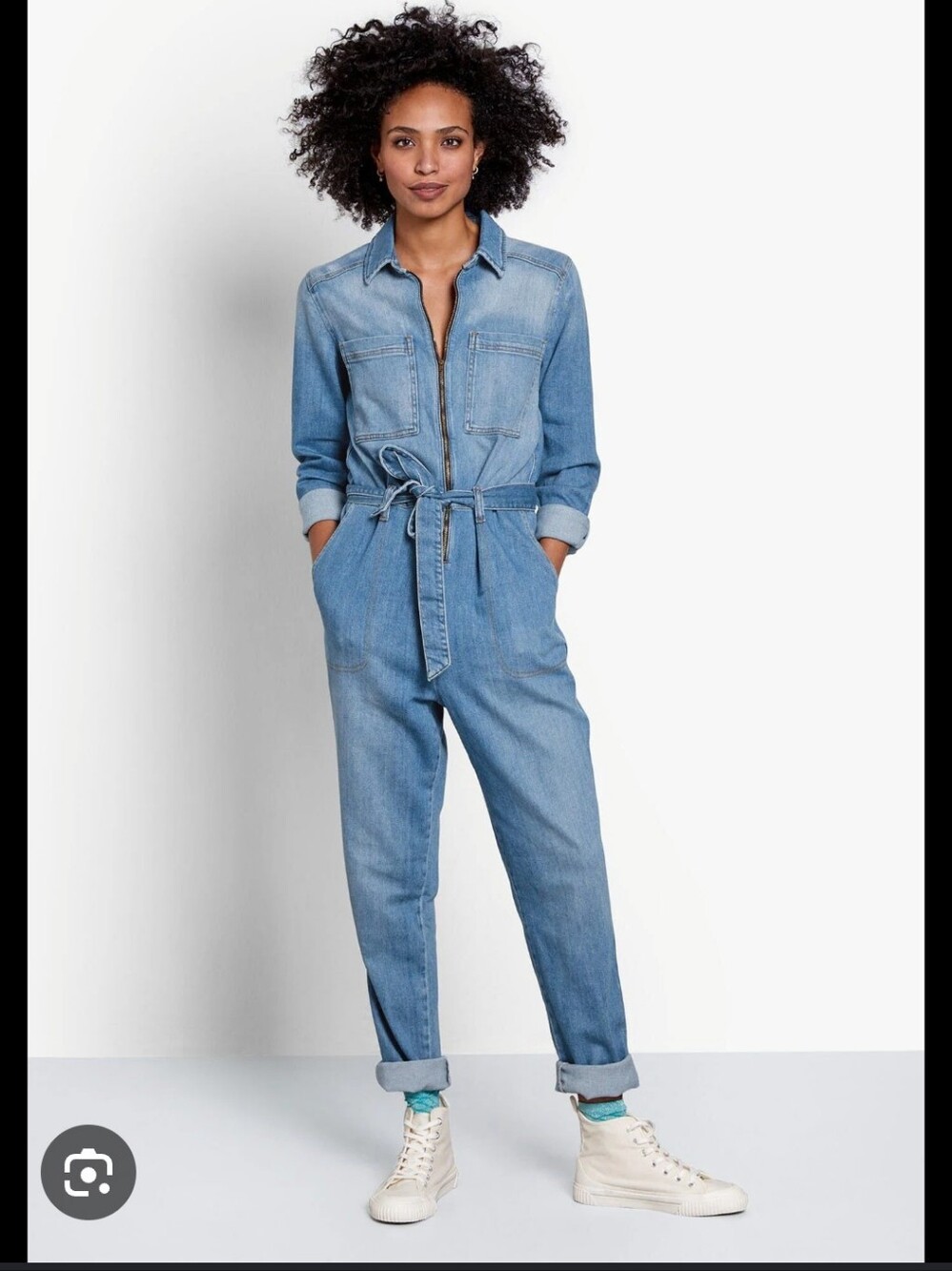 GAP Blue Denim Utility Jumpsuit with Tie Waist